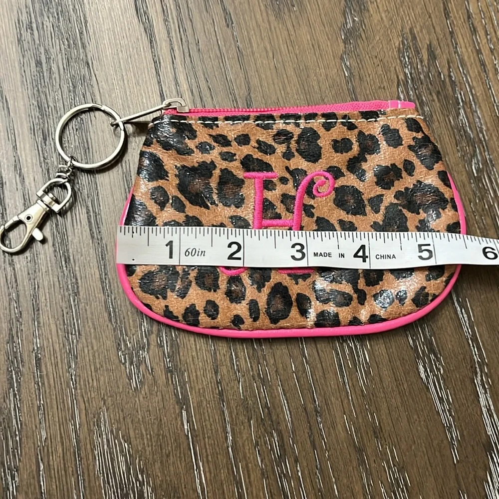 Cheetah leopard print H monogram credit card holder coin wallet bag